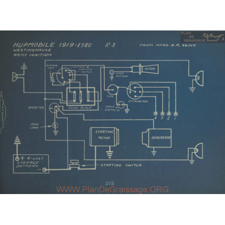 Hupmobile R3 Schema Electrique 1919 1920 Westinghouse