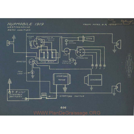 Hupmobile Schema Elctrique 1919 Westinghouse Remy