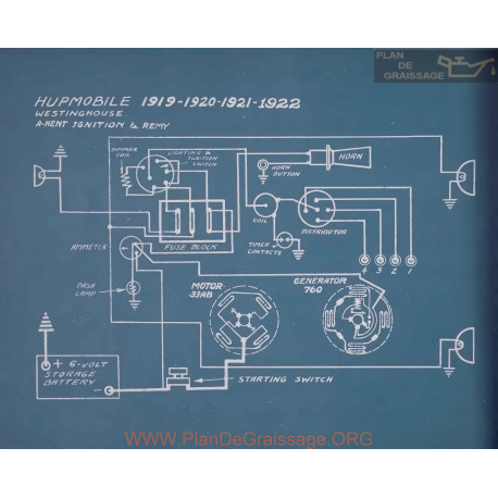 Hupmobile Westinghouse Schema Electrique 1919 1920 1921 1922