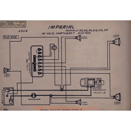 Imperial 32 34 39 44 54 56 16volt Schema Electrique 1914 North East