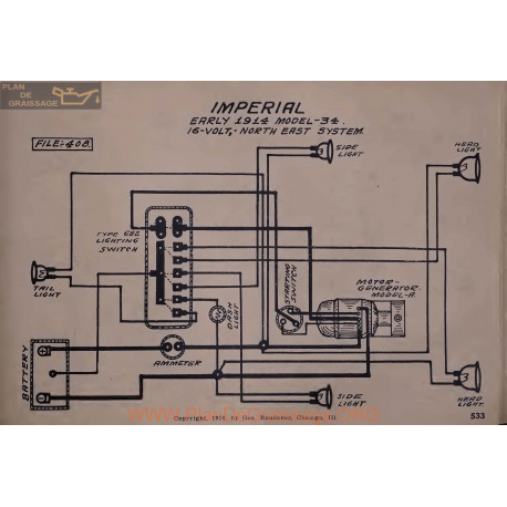 Imperial 34 16volt Schema Eelctrique 1914 North East