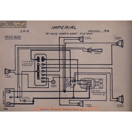 Imperial 34 16volt Schema Electrique 1913 North East