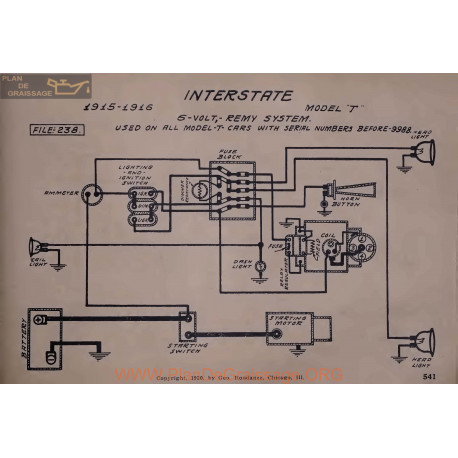 Inter state T 6volt Schema Electrique 1915 1916 Remy V2