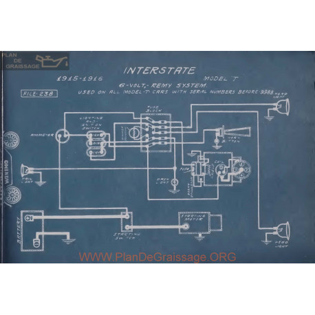 Inter state T 6volt Schema Electrique 1915 1916 Remy