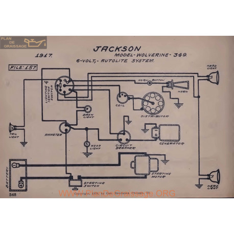 Jackson 349 6volt Schema Electrique 1917 Autolite