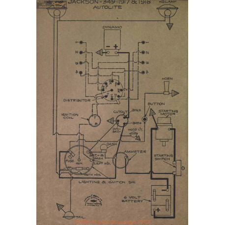 Jackson 349 Schema Electrique 1917 1918 Autolite