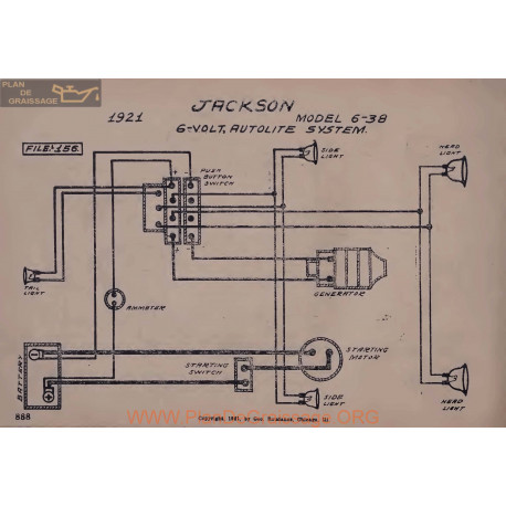 Jackson 6 38 6volt Schema Electrique 1921 Autolite