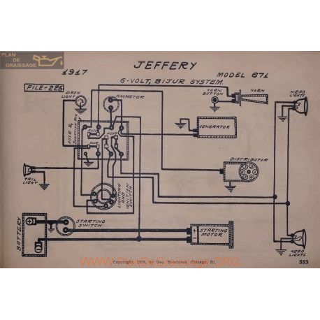 Jeffery 671 6volt Schema Electrique 1917 Bijur V2