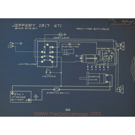 Jeffery 671 Schema Electrique 1917 Bijur