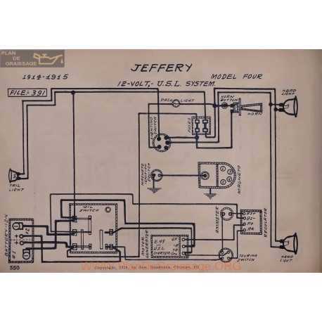 Jeffery Four 12volt Schema Electrique 1914 1915 Usl