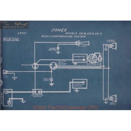 Jones 28b 28e 28g 6volt Schema Electrique 1920 Westinghouse