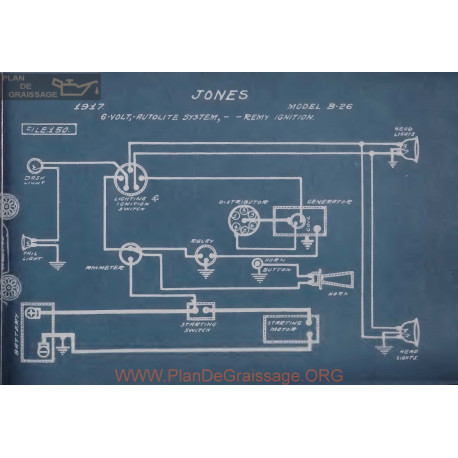 Jones B26 6volt Schema Electrique 1917 Automobile Remy