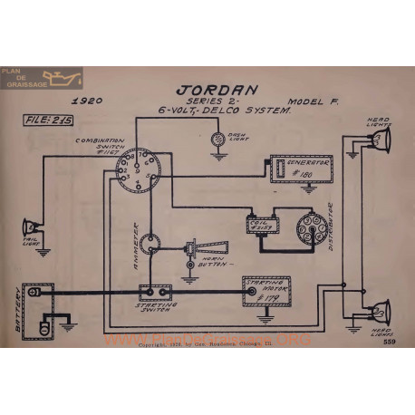 Jordan F Series 2 6volt Schema Electrique 1920 Delco