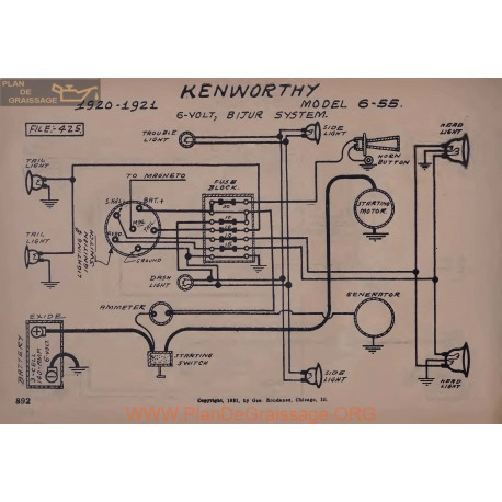 Kenworthy 6 55 6volt Schema Electrique 1920 1921 Bijur