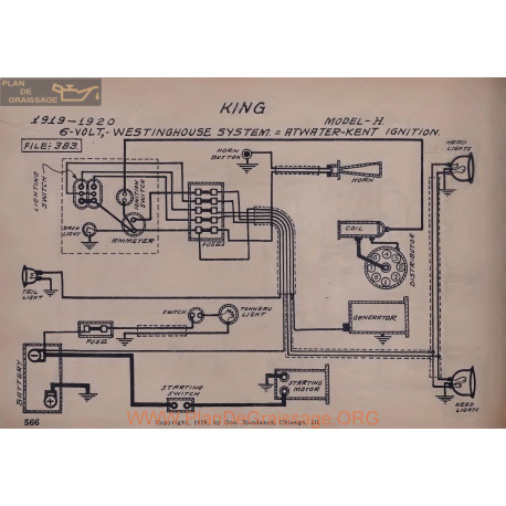 King H 6volt Schema Electrique 1919 1920 Westinghouse