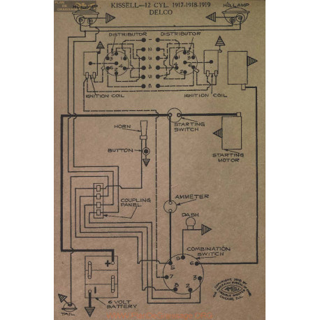 Kissel 12cyl Schema Electrique 1917 1918 1919