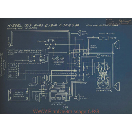 Kissel 4 40 6 48 6 60 Schema Electrique 1913 1914 Schema Electrique Esterline