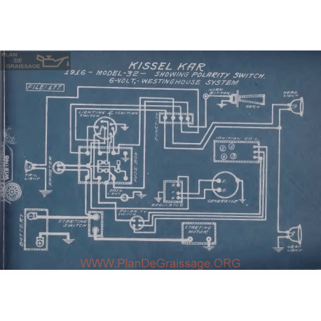 Kissel Kar 32 Polarity 6volt Schema Electrique 1916 Westinghouse