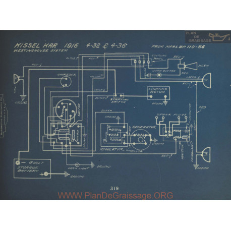 Kissel Kar 4 32 4 36 Schema Electrique 1916 Westringhouse