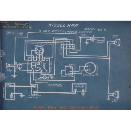 Kissel Kar 42 8 6volt Schema Electrique 1916 Westinghouse