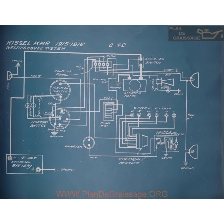 Kissel Kar 6 42 Schema Electrique 1915 1916