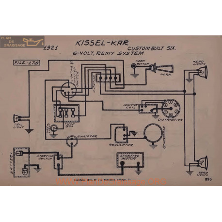 Kissel Kar Built Six 6volt Schemaelectrique 1921 Remy