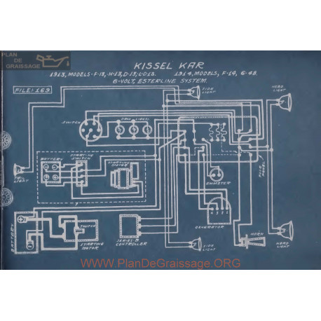 Kissel Kar F14 6 48 F13 D13 Ld13 6volt Schema Electrique 1913 1914 Esterline