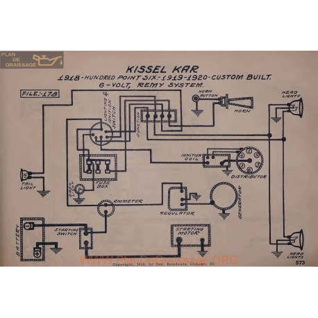 Kissel Kar Point Six Custom Built 6volt Schema Electrique 1918 Remy