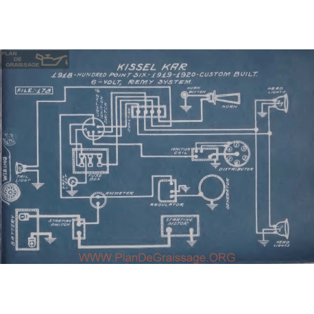 Kissel Kar Six Built 6volt Schema Electrique 1918 1919 1920 Remy