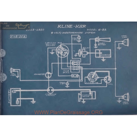 Kline Kar 6 55 6volt Schema Electrique 1919 1920 Westinghouse