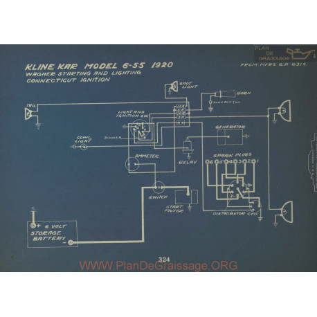 Kline Kar 6 55 Schema Electrique 1920 Wagner