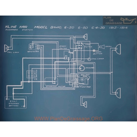 Kline Kar B4 40 6 50 6 60 C4 30 Schema Electrique 1913 1914