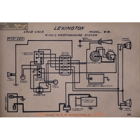 Lexington 6r 6volt Schema Electrique 1918 1919 Westinghouse