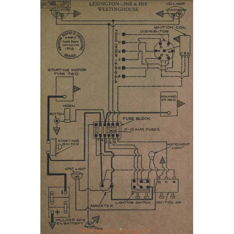 Lexington Schema Electrique 1918 1919 Westinghouse