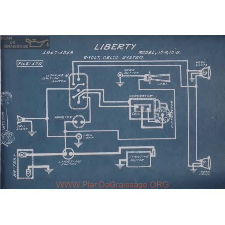 Liberty 10a 10b 6volt Schema Electrique 1917 1918 Delco