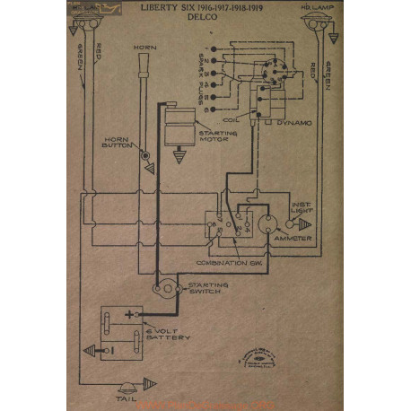 Liberty Six Schema Electrique 1916 1917 1918 1919 Delco