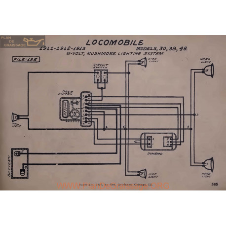 Locomobile 30 38 48 6volt Schema Electrique 1911 1912 1913 Rushmore