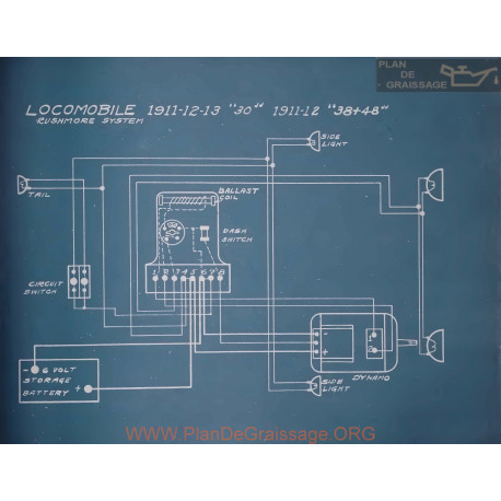 Locomobile 30 Schema Electrique 1911 1912 1913