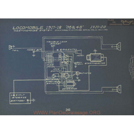 Locomobile 38 48 Schema Electrique 1917 1918 1919 1920 Westinghouse