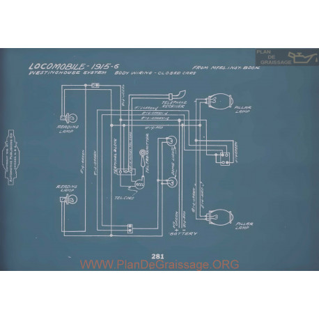 Locomobile Westinghouse Schema Electrique 1915 1916