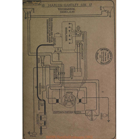 Marion Handley Six 6 40 Schema Electrique 1917 Westinghouse