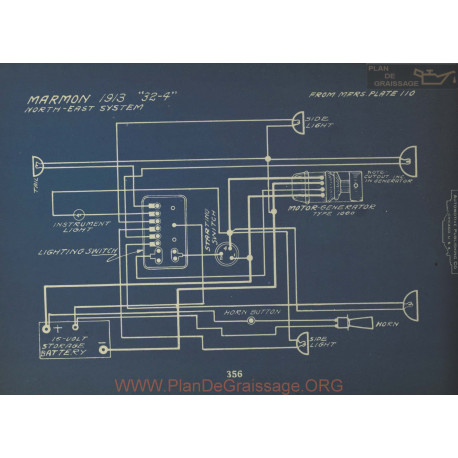 Marmon 32 4 Schema Electrique 1913 North East