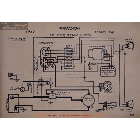 Marmon 34 12volt Schema Electrique 1917 Bosch V2