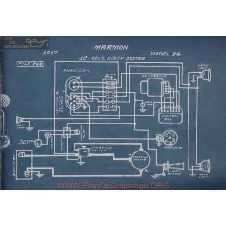 Marmon 34 12volt Schema Electrique 1917 Bosch