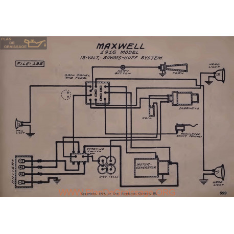 Maxwell 12volt Schema Electrique 1916 Simms Huff V2