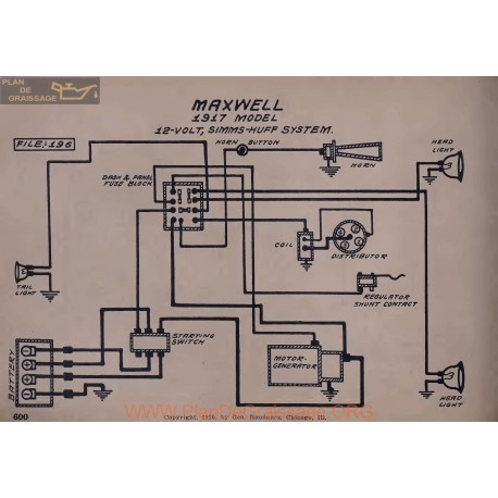 Maxwell 12volt Schema Electrique 1917 Simms Huff V2