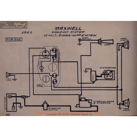 Maxwell Single Unit 12volt Schema Electrique 1920 Simms Huff V2