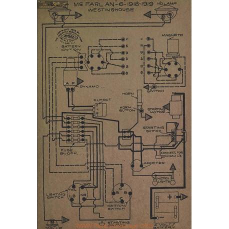 Mc Farlan 6 Schema Electrique 1918 1919 Westinghouse