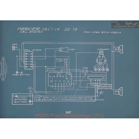 Mercer 22 13 Schema Electrique 1917 1918