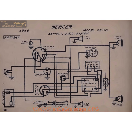 Mercer 22 70 12volt Schema Electrique 1915 Usl V2